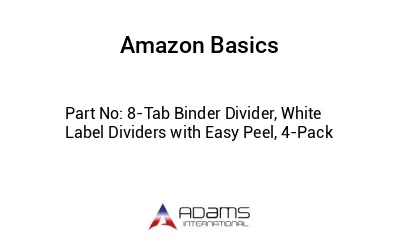 8-Tab Binder Divider, White Label Dividers with Easy Peel, 4-Pack