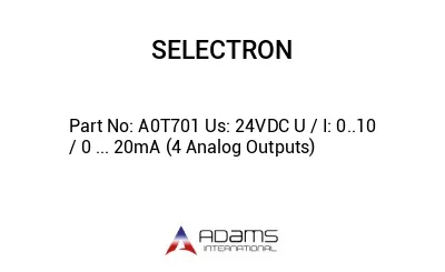 A0T701 Us: 24VDC U / I: 0..10 / 0 ... 20mA (4 Analog Outputs)