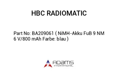 BA209061 ( NiMH-Akku FuB 9 NM 6 V/800 mAh Farbe: blau )