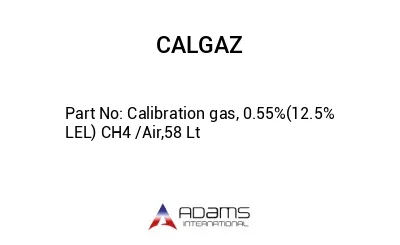 Calibration gas, 0.55%(12.5% LEL) CH4 /Air,58 Lt
