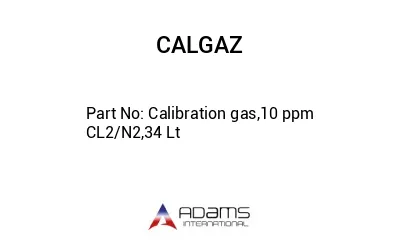 Calibration gas,10 ppm CL2/N2,34 Lt