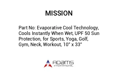 Evaporative Cool Technology, Cools Instantly When Wet, UPF 50 Sun Protection, for Sports, Yoga, Golf, Gym, Neck, Workout, 10” x 33”